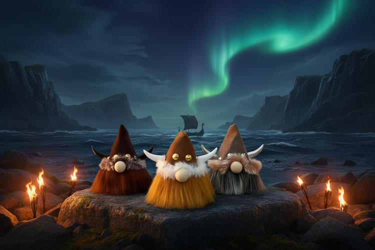 Fjordwood Folk Viking gnome in a dramatic Norse fjord scene