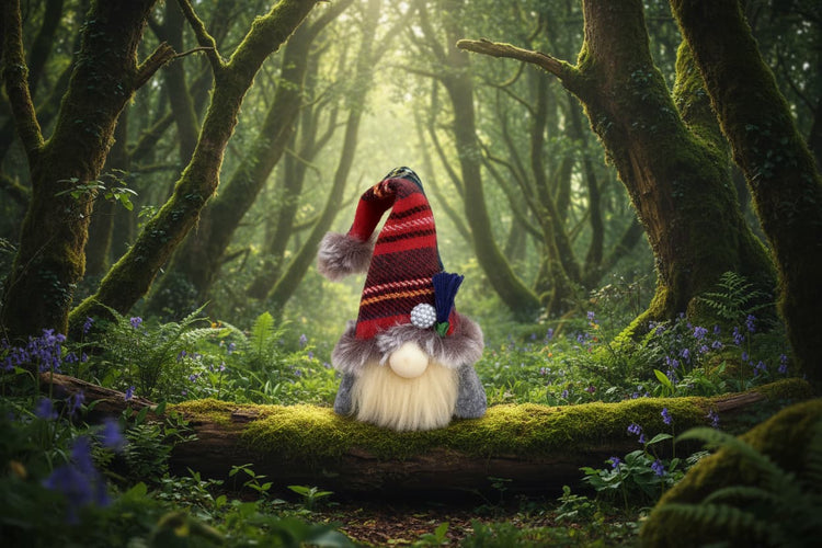 Thistlewood Folk gnome in an enchanted green Scottish woodland